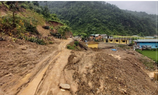 विद्यालयमा गएको पहिरो एक महिनासम्म हटेन।