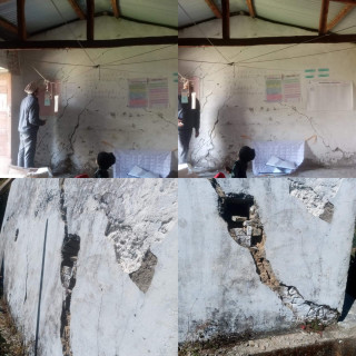 भुकम्पले बिद्यालय भवन चर्कियो।