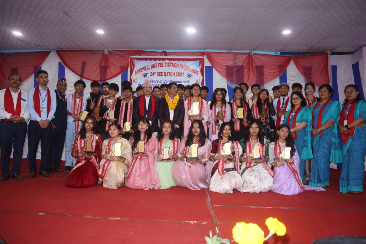 माउन्ट ग्लोरी स्कुलले गर्यो एसईई २०८१ मा उत्कृष्ट नतिजा ल्याउने विद्यार्थीलाई सम्मान तथा विदाई