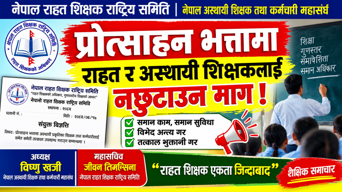 प्रोत्साहन भत्तामा अस्थायी शिक्षक–कर्मचारीलाई पनि समेट्न माग